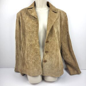 Jones of New York Genuine Suede Lined Blazer Jacket Long sleeve Size XL